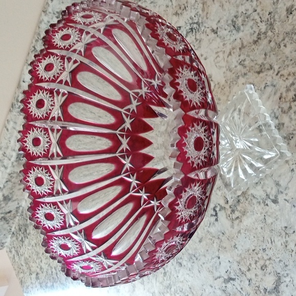 Antique ruby red glass bowl - Picture 4 of 9